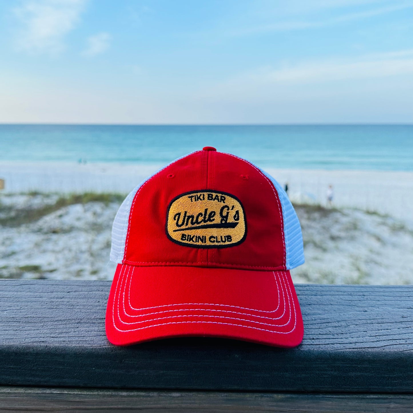 Uncle G's Original Stitched Logo Trucker Hat - Red/White
